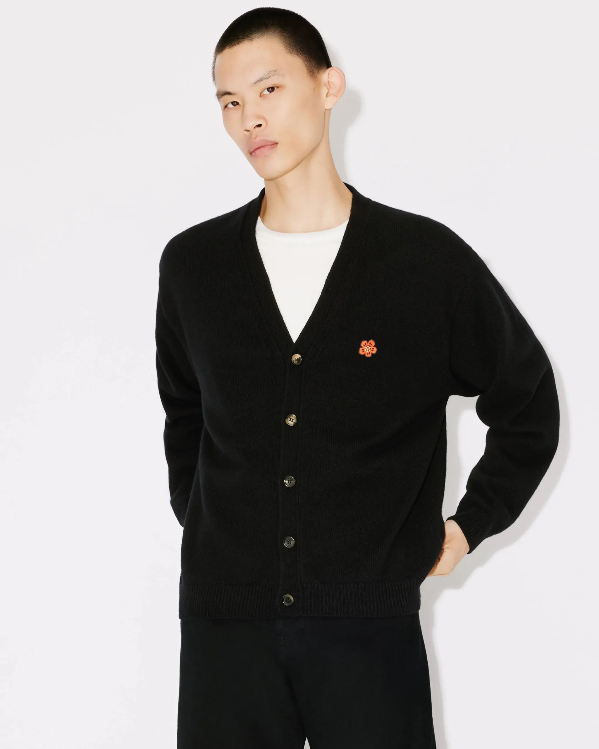 New Cárdigan de lana logo 'Boke Flower' bordado Hombre Jerseis