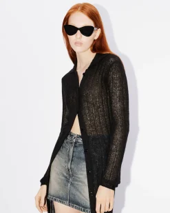 Cheap C&aacute;rdigan largo con efecto transparente Mujer Jerséis|Novedades