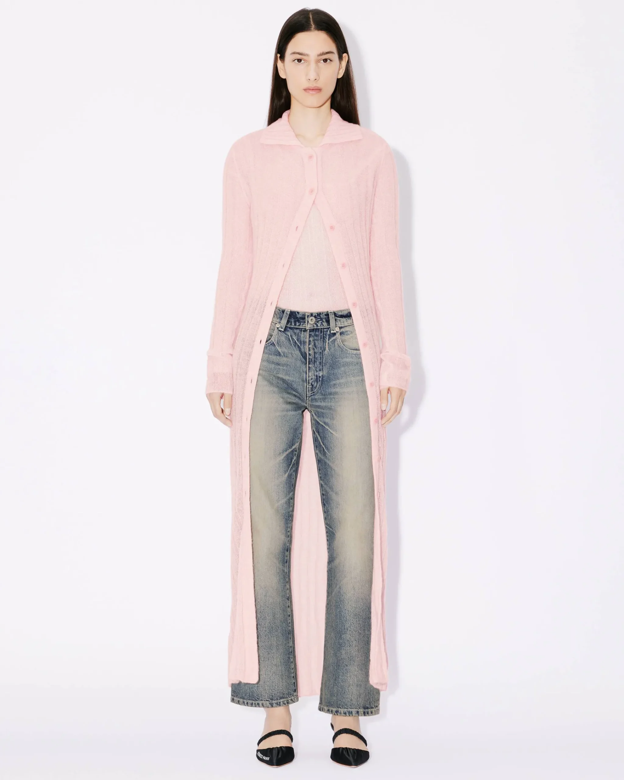 Flash Sale Cárdigan largo con efecto transparente Mujer Jerséis|Regalos