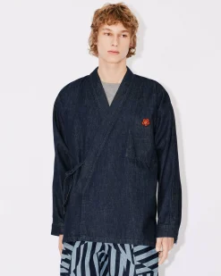 Cheap Chaqueta kimono vaquera logo 'Boke Flower' bordado Hombre Chaquetas y Abrigos