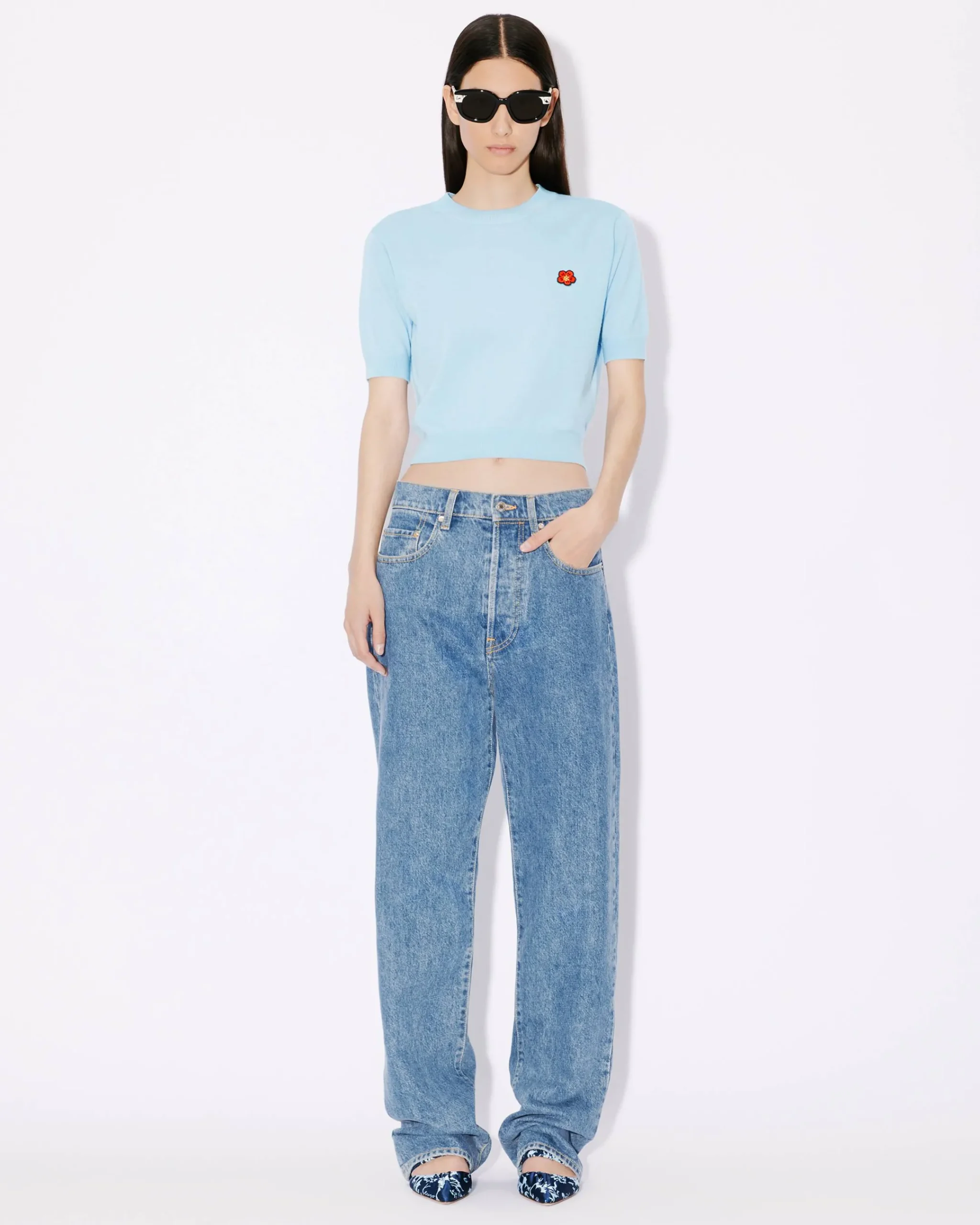 Online Jersey de manga corta con parche 'Boke Flower' bordado Mujer Jerséis|Boke Flower