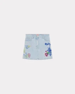 Online Minifalda bordada ' Drawn FLowers' Mujer Denim|Vestidos y Faldas