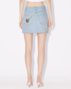 Online Minifalda bordada ' Drawn FLowers' Mujer Denim|Vestidos y Faldas