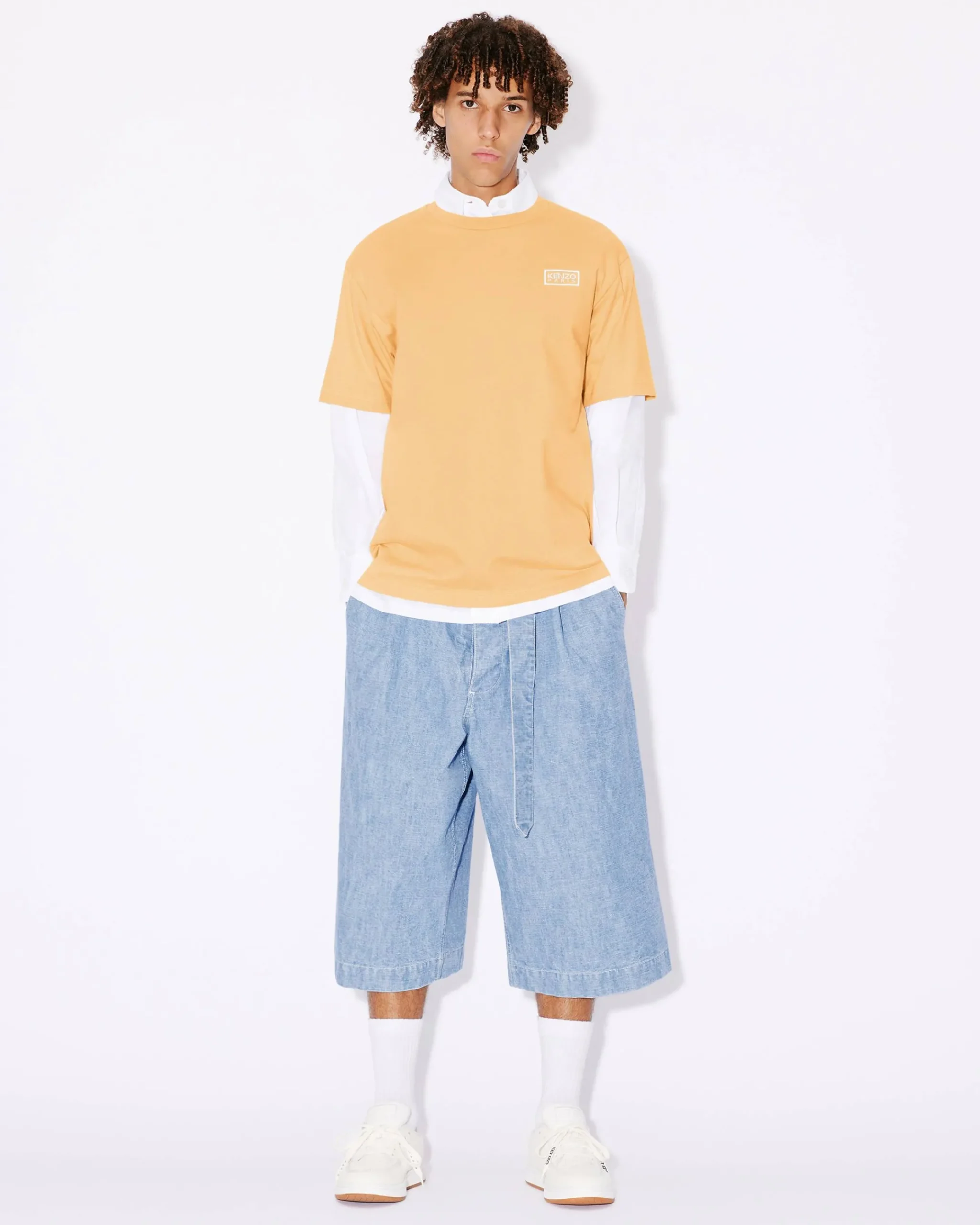 Shop Pantalón corto vaquero de estilo militar Hombre Denim|Pantalones
