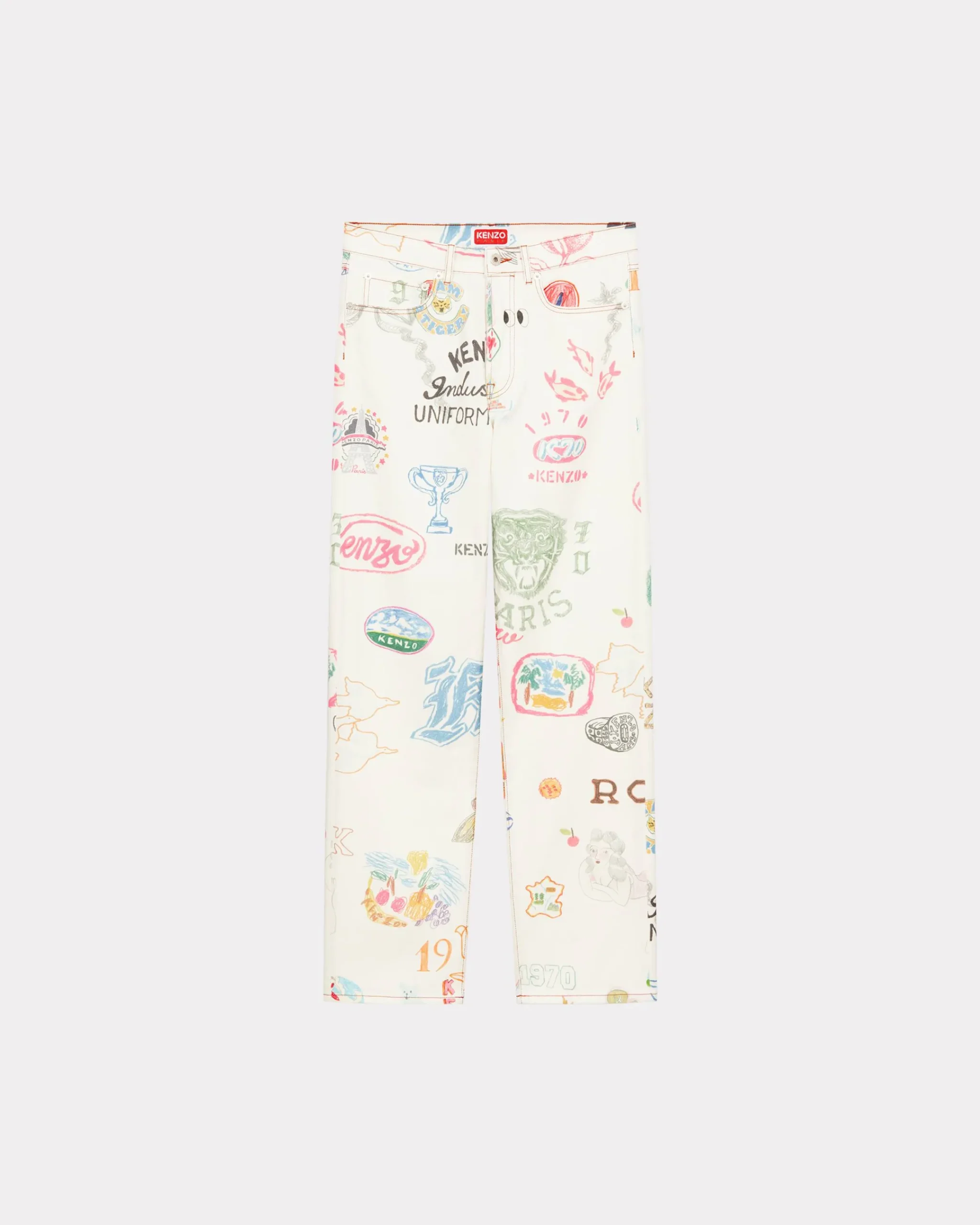 Hot Pantalón recto Asagao ' Drawn Varsity' Hombre Denim|Pantalones