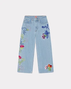 Discount Pantalón vaquero cropped Sumire bordado ' Drawn Flowers' Mujer Denim|Pantalones y Shorts
