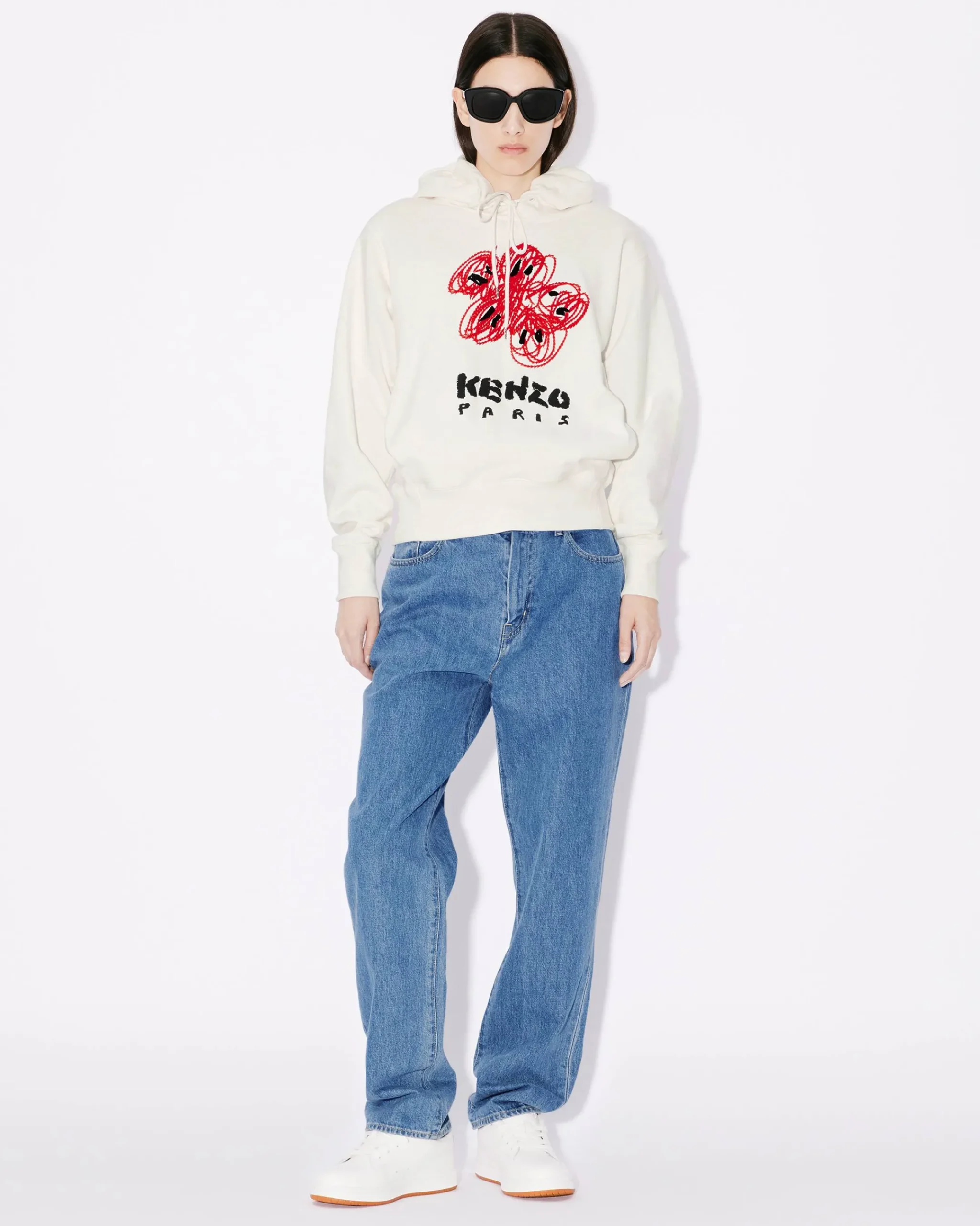 New Sudadera con capucha bordada ' Drawn Flowers' Mujer Sudaderas y Hoodies