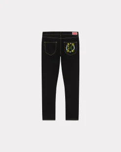 Best Vaqueros Bara slim con bordado ' Drawn Varsity' Hombre Denim|Pantalones