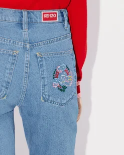 Online Vaqueros rectos cropped ASAGAO con bordado 'Year of the Dragon' Mujer Denim|Pantalones y Shorts